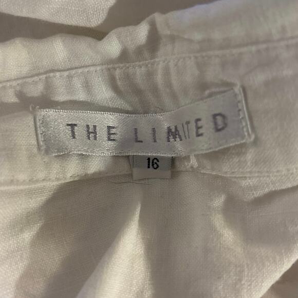 Vintage The Limited Size 16 Linen Button Front Top Blouse Crochet Lace White - Picture 4 of 4